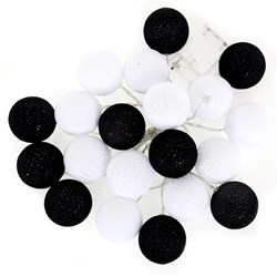 Girlandy Świetlne Cotton Balls 20 BLACK WHITE