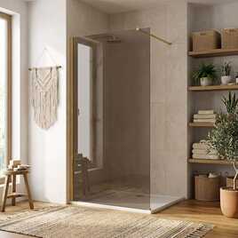 Kabina Prysznicowa Walk-in Rea Flexi Brown / Brush Gold 90